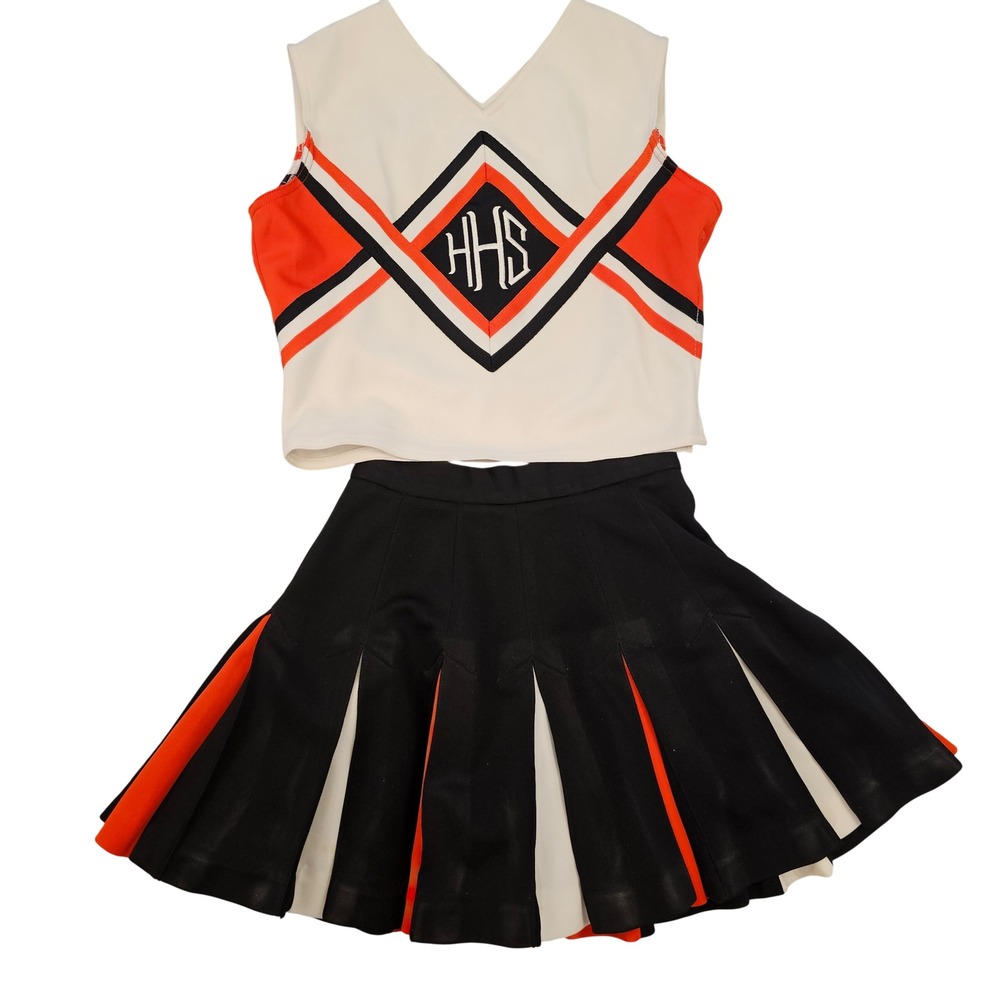 Vintage Cheerleader Supply Co SpiritLeaders Uniform Set Orange Black HHS Sz 24